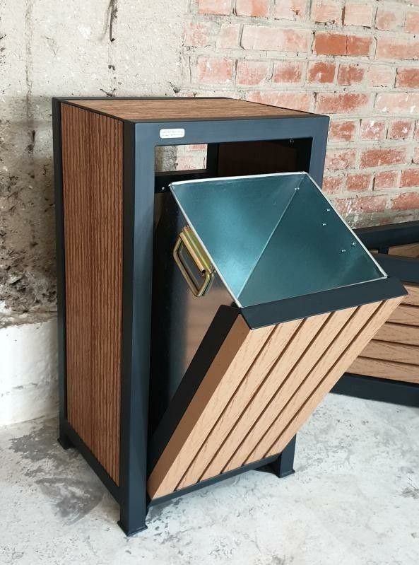 Poubelle design bois & acier