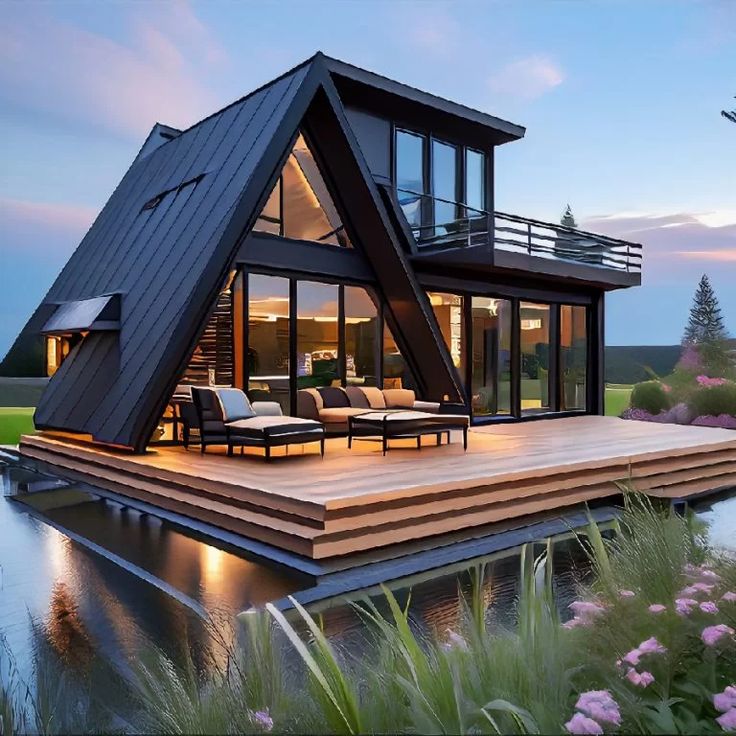 Chalet A-frame avec terrasse