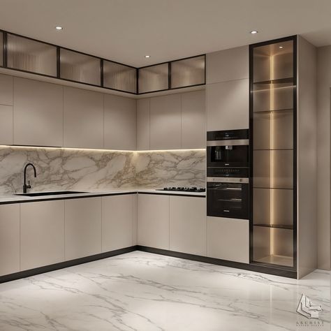 Cuisine beige & marbre
