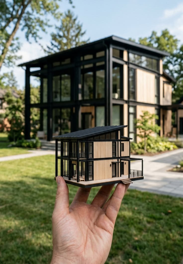 Maquette de villa à ossature noire
