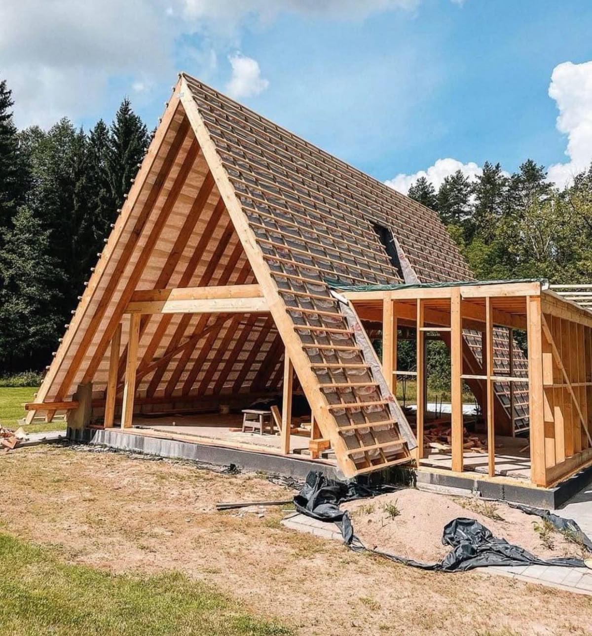 Chalet A-frame en construction