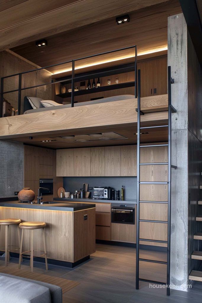 Aménagement loft bois