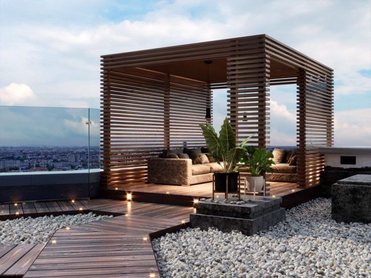 Pergola à lames sur toit-terrasse