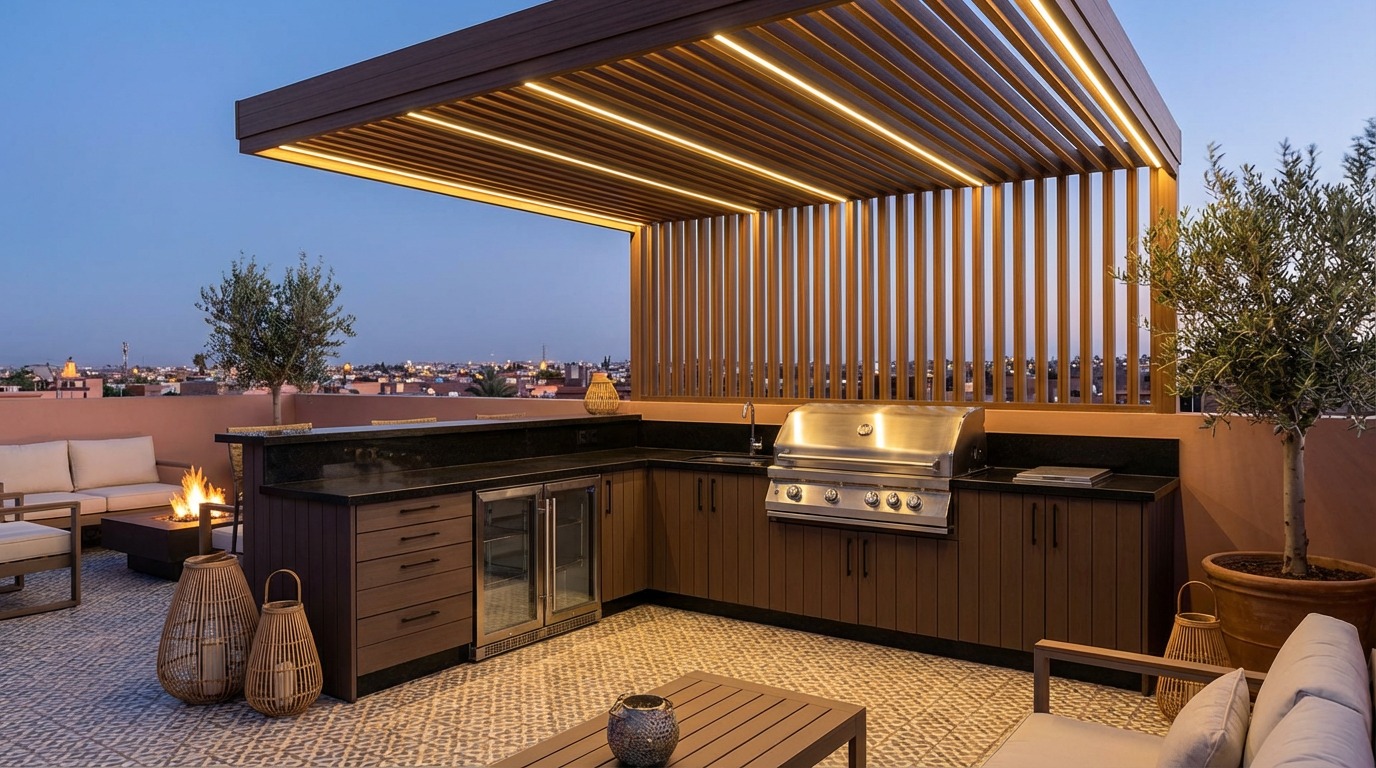Cuisine extérieure sous pergola